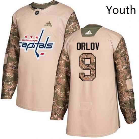 Youth Adidas Washington Capitals 9 Dmitry Orlov Authentic Camo Veterans Day Practice NHL Jersey